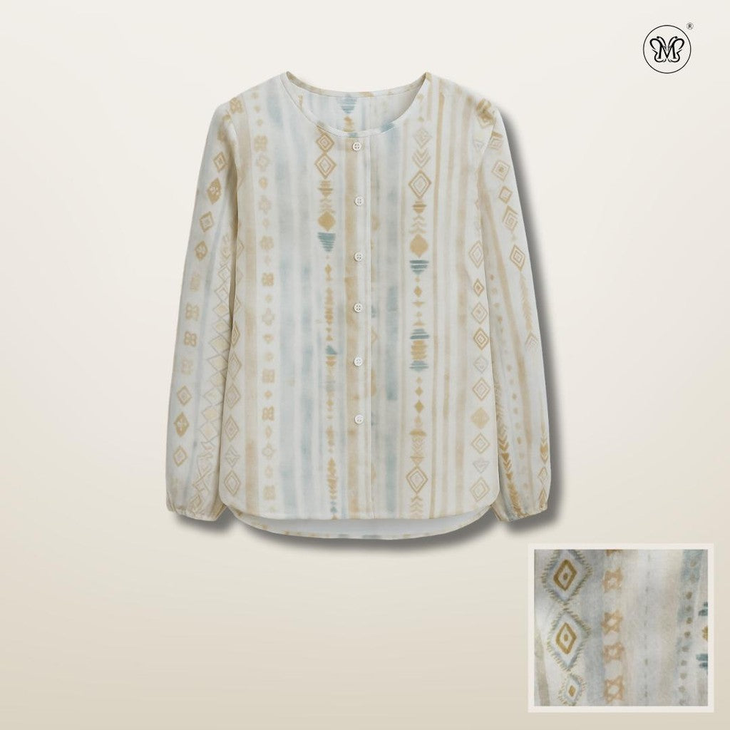 Ladies Printed Blouse Top - Modest Fit