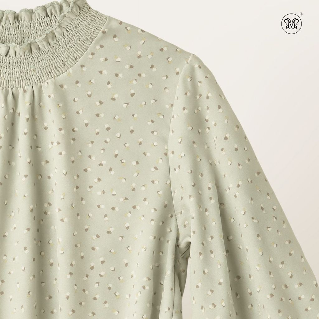 Printed Smocked Collar Blouse