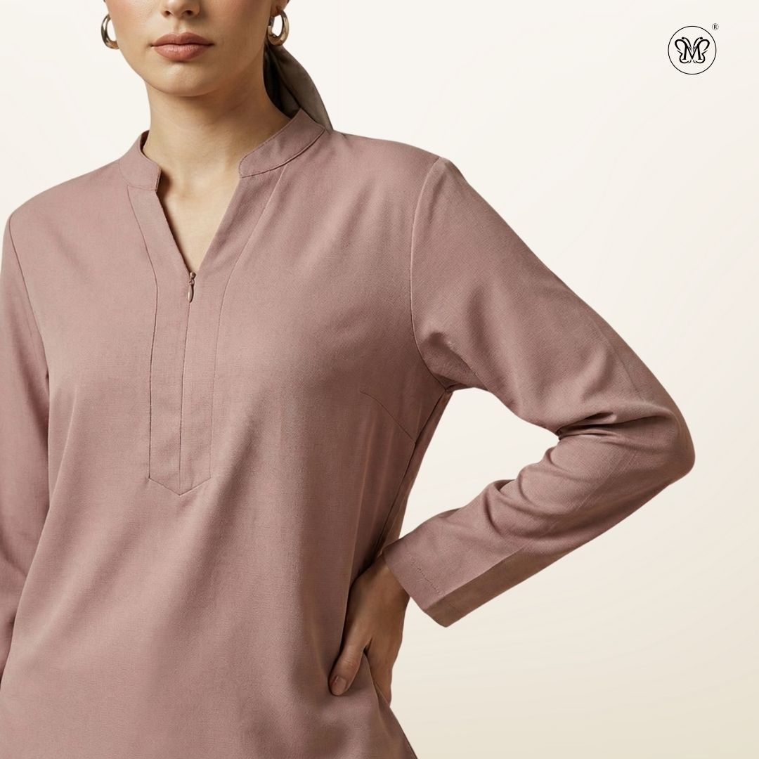 Blouse Casual V-Neck Zip