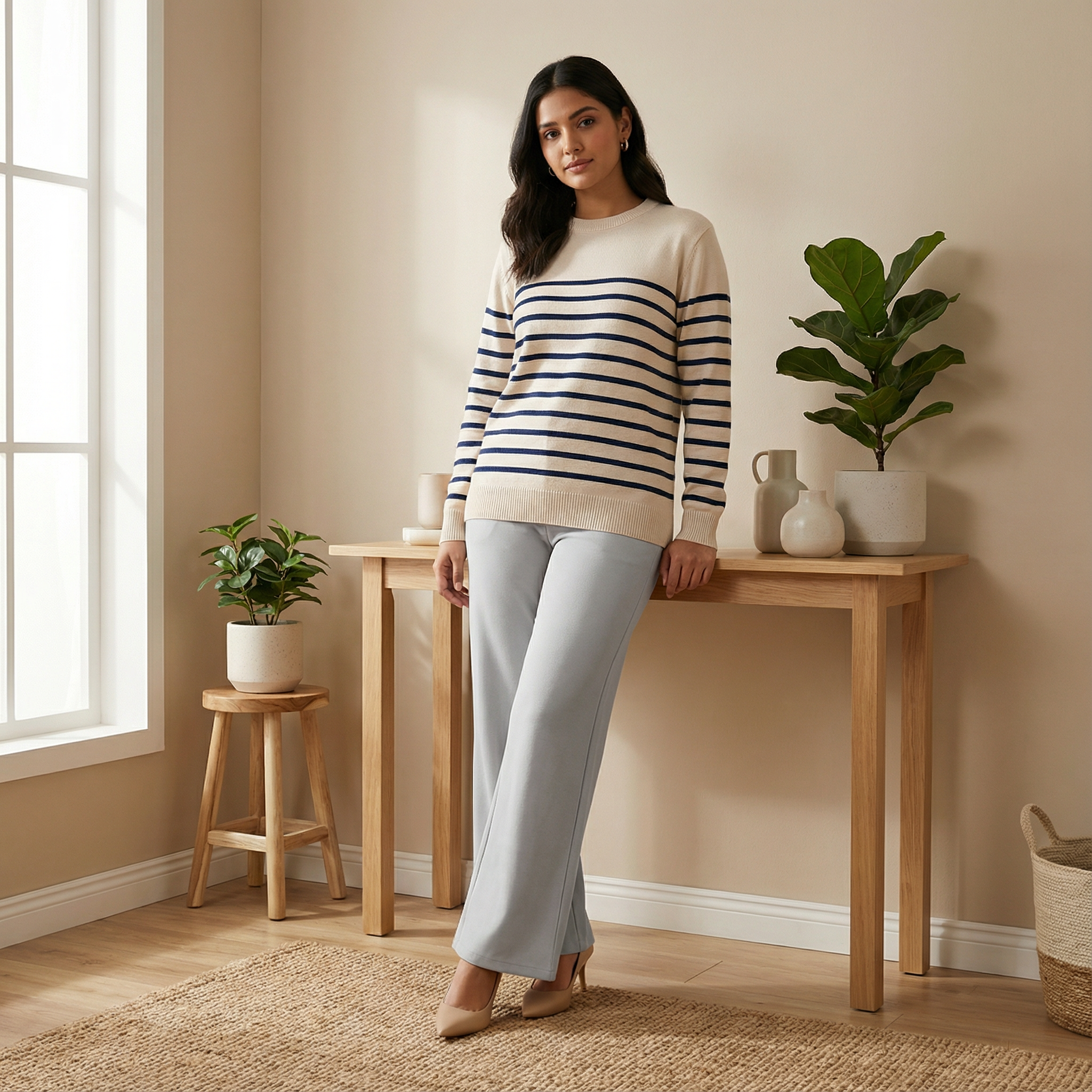 Ladies Striped Street Sweater