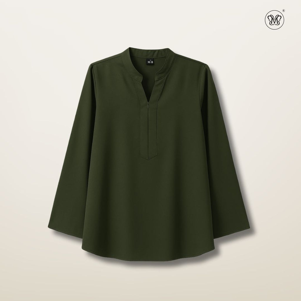 Blouse Casual V-Neck Zip