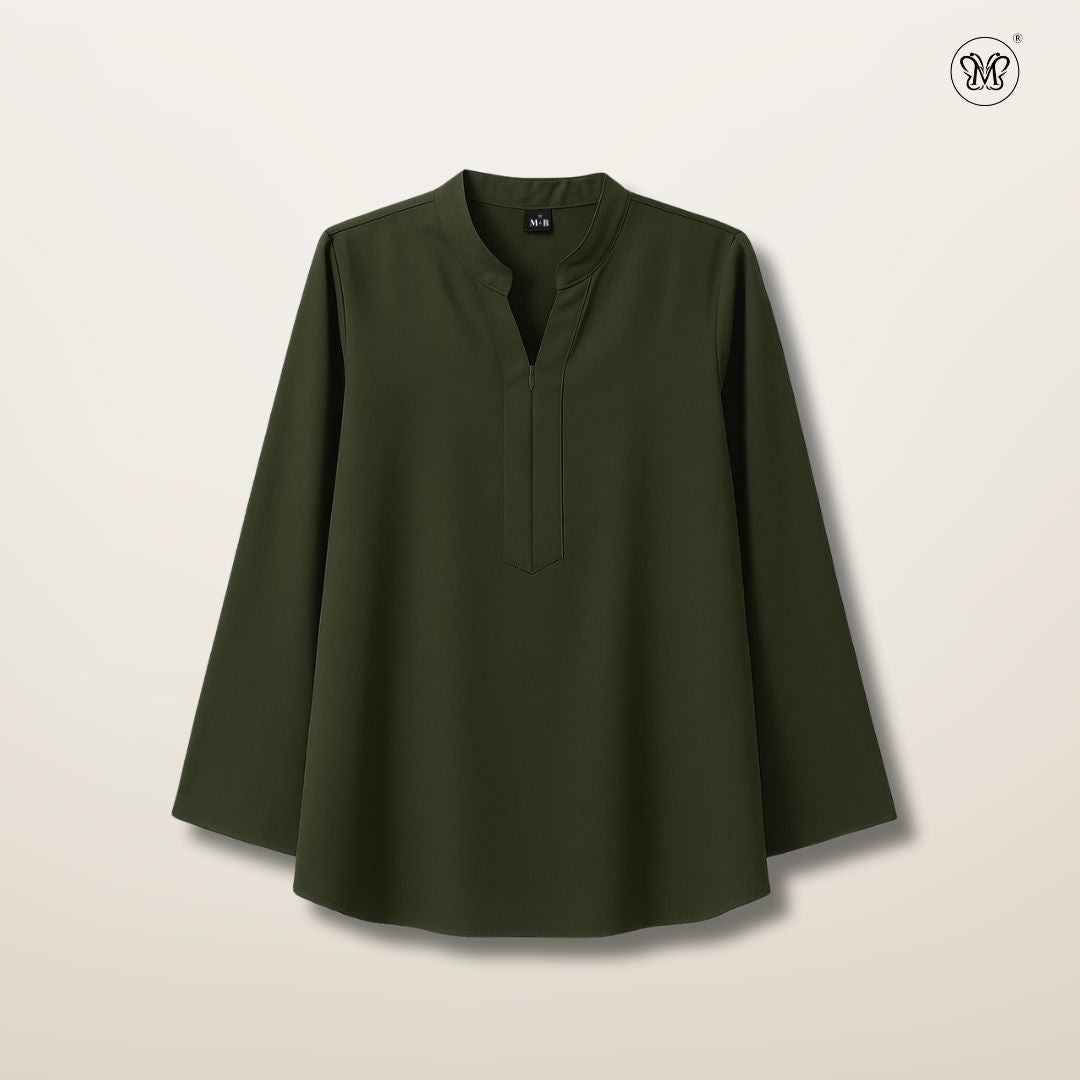 Blouse Casual V-Neck Zip
