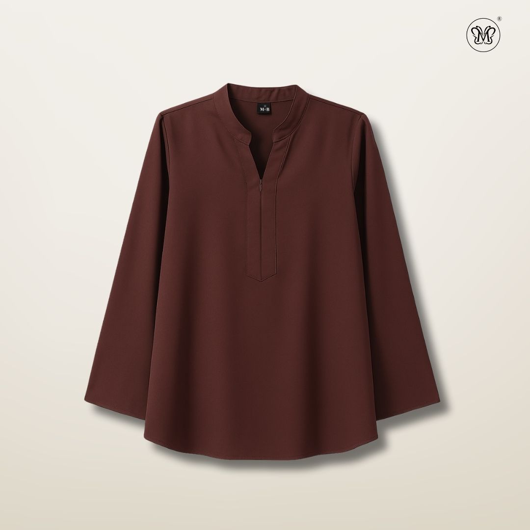 Blouse Casual V-Neck Zip