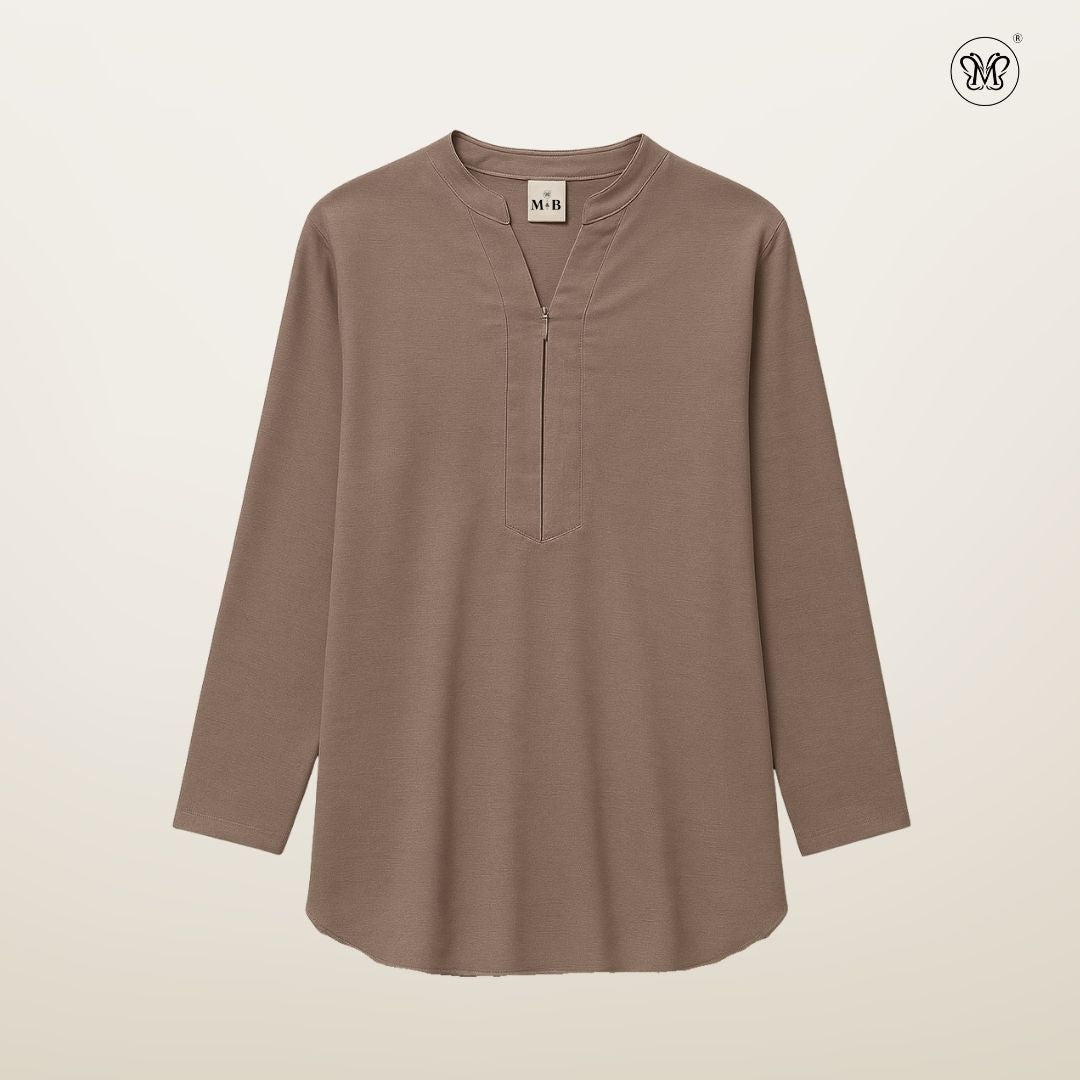 Blouse Casual V-Neck Zip