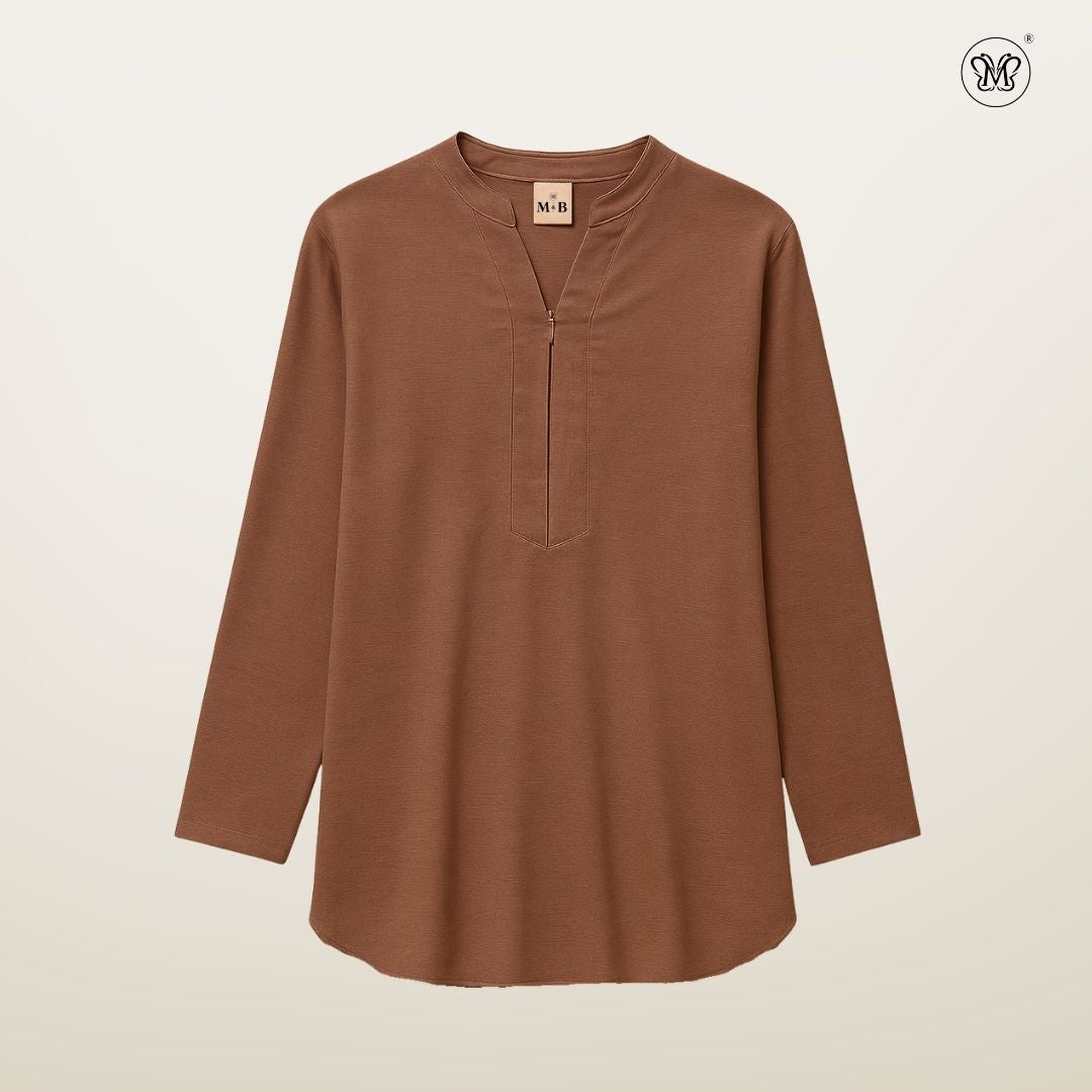 Blouse Casual V-Neck Zip