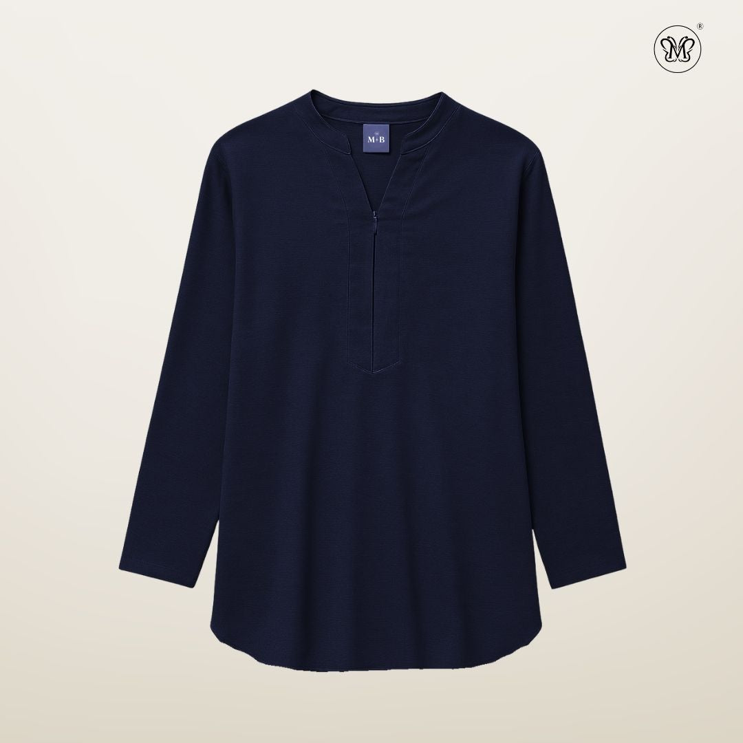 Blouse Casual V-Neck Zip