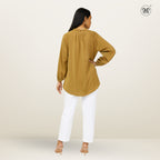 Mock Neck Pleated Blouse