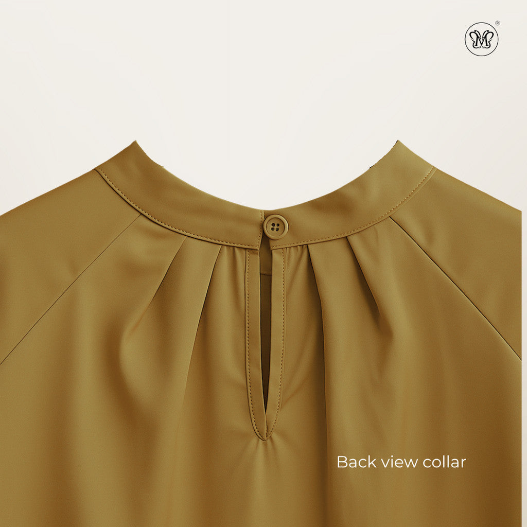 Mock Neck Pleated Blouse