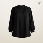 Mock Neck Pleated Blouse