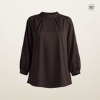 Mock Neck Pleated Blouse