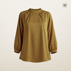 Mock Neck Pleated Blouse
