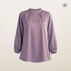 Mock Neck Pleated Blouse