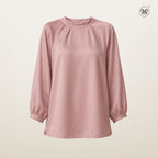 Mock Neck Pleated Blouse