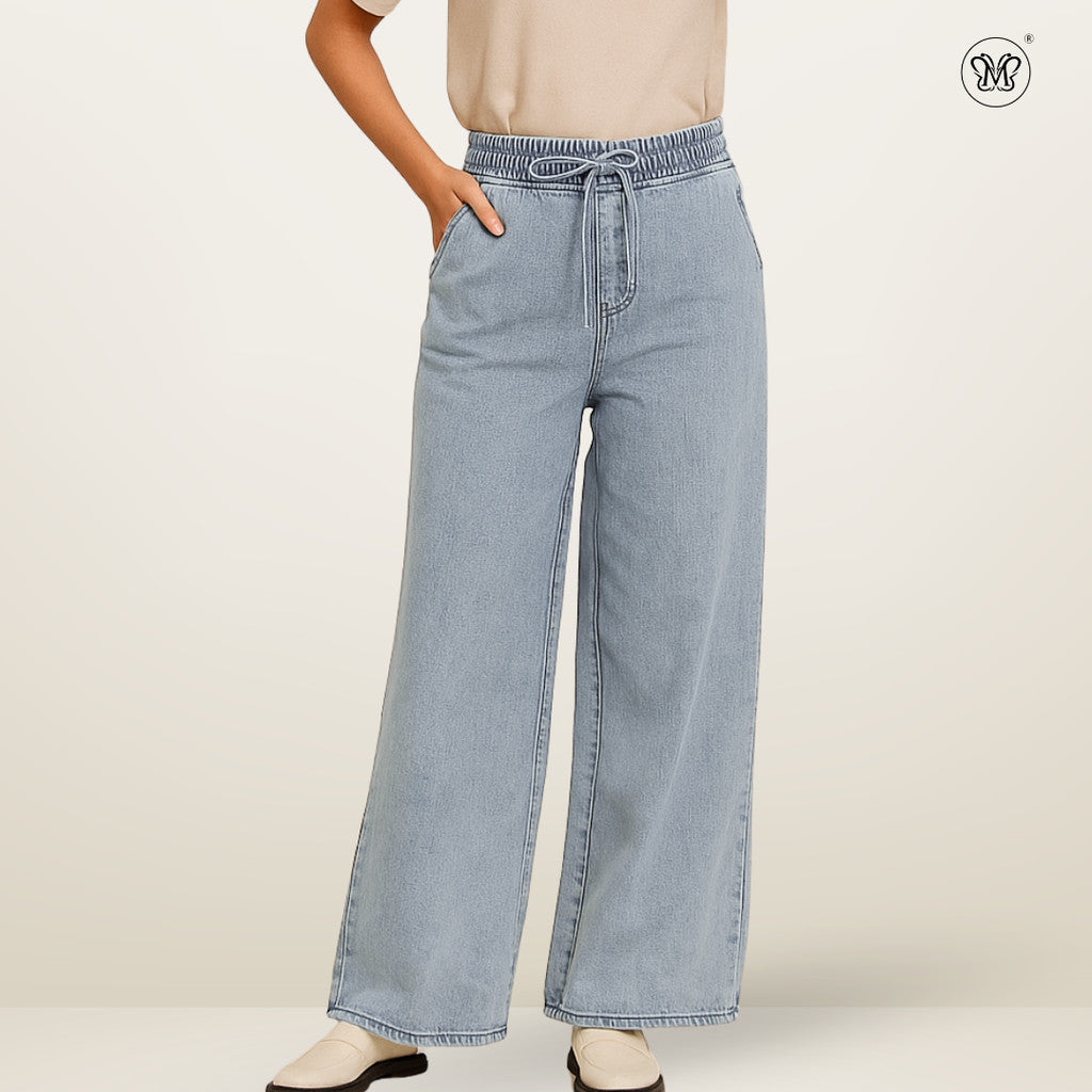 Ladies Denim Trousers with Drawstring
