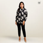 Ladies Printed Button Cuff Blouse