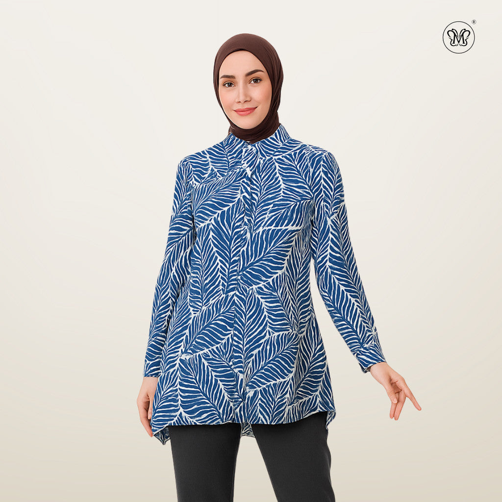Ladies Printed Button Cuff Blouse
