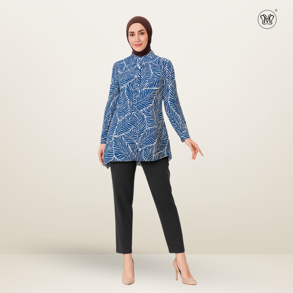 Ladies Printed Button Cuff Blouse