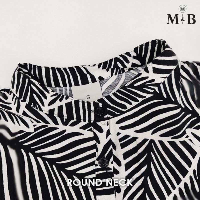 Ladies Printed Button Cuff Blouse