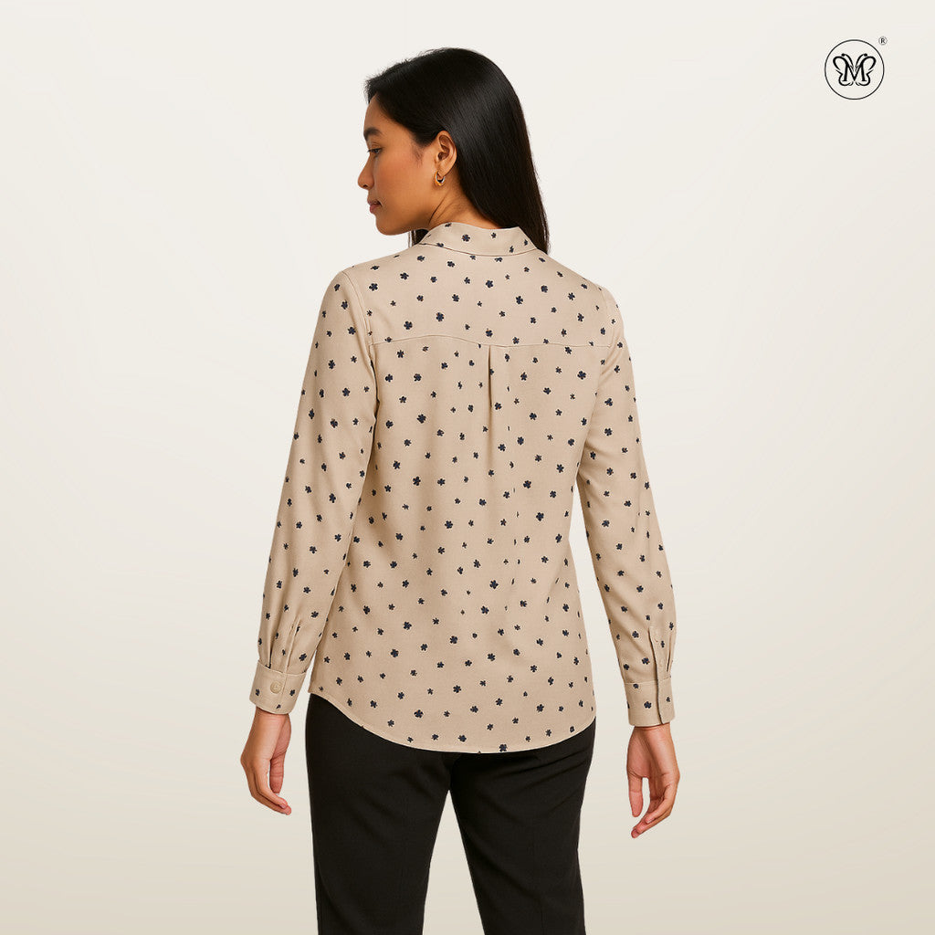 Ladies Printed Button Cuff Blouse L2