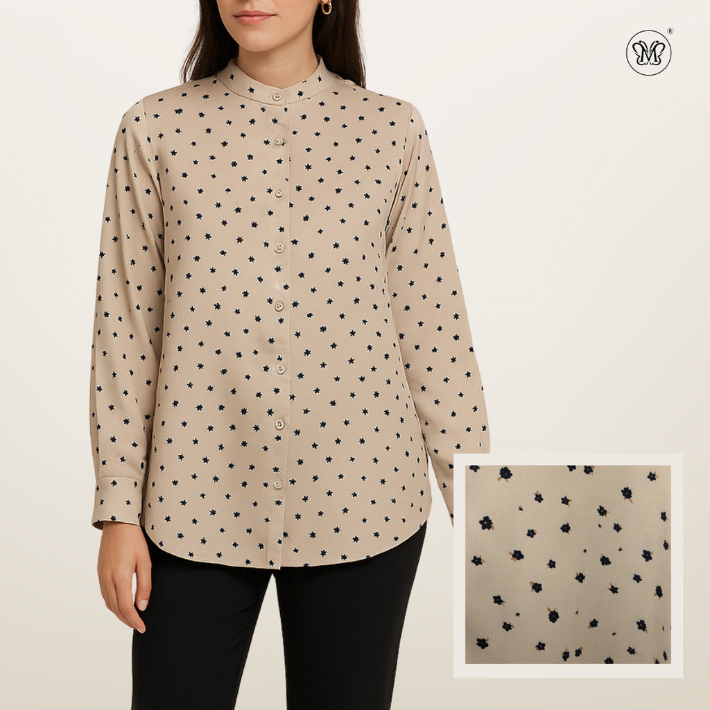 Ladies Printed Button Cuff Blouse L2