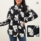 Ladies Printed Button Cuff Blouse
