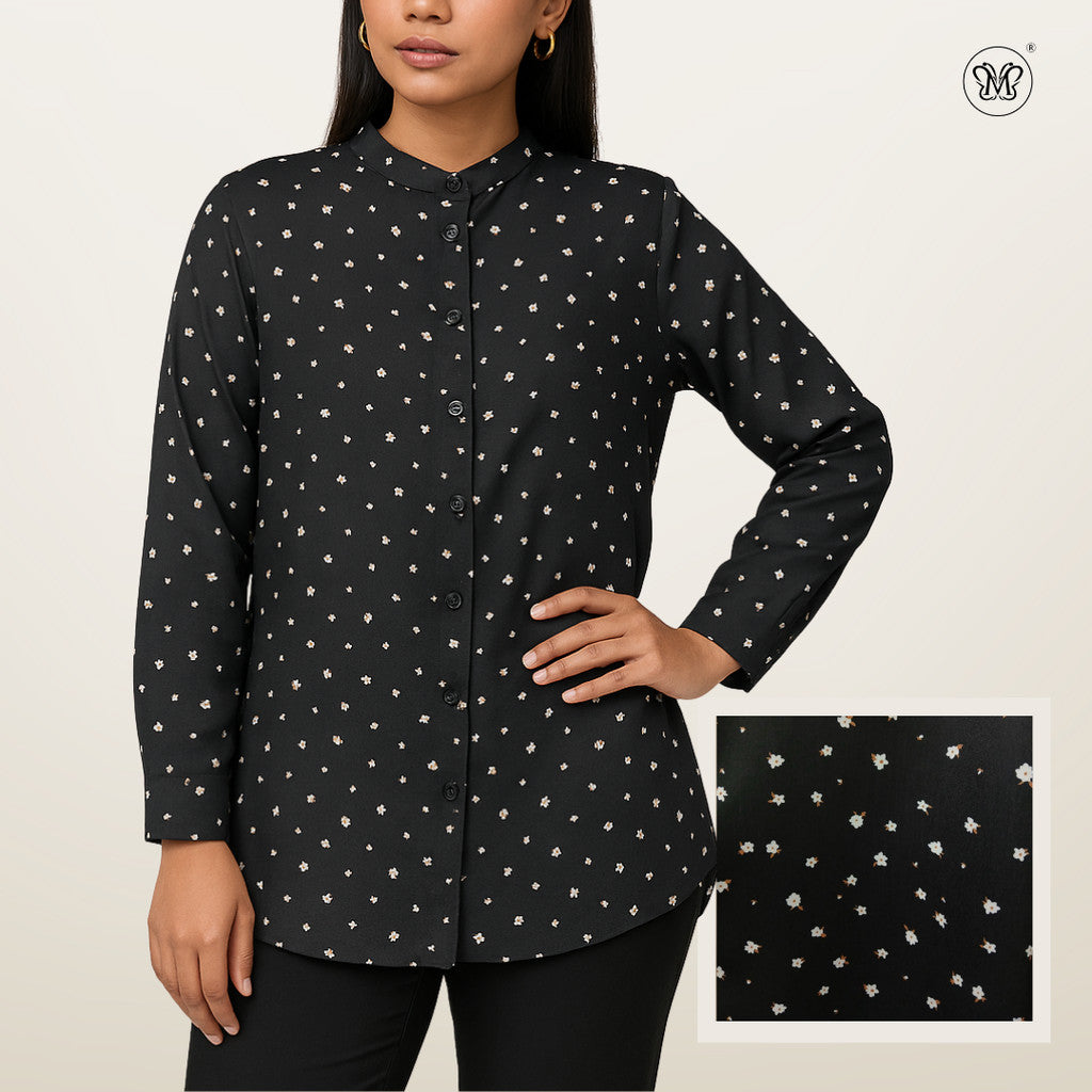 Ladies Printed Button Cuff Blouse L2
