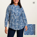 Ladies Printed Button Cuff Blouse