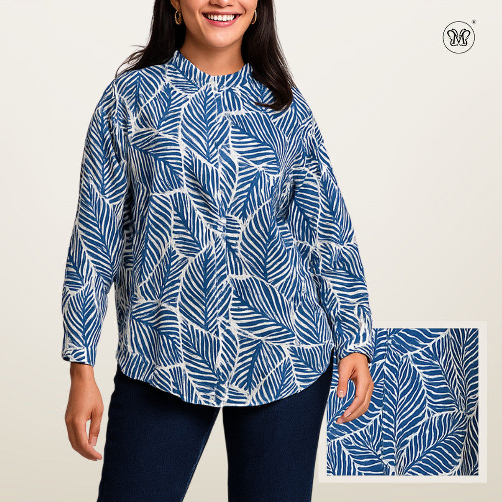 Ladies Printed Button Cuff Blouse