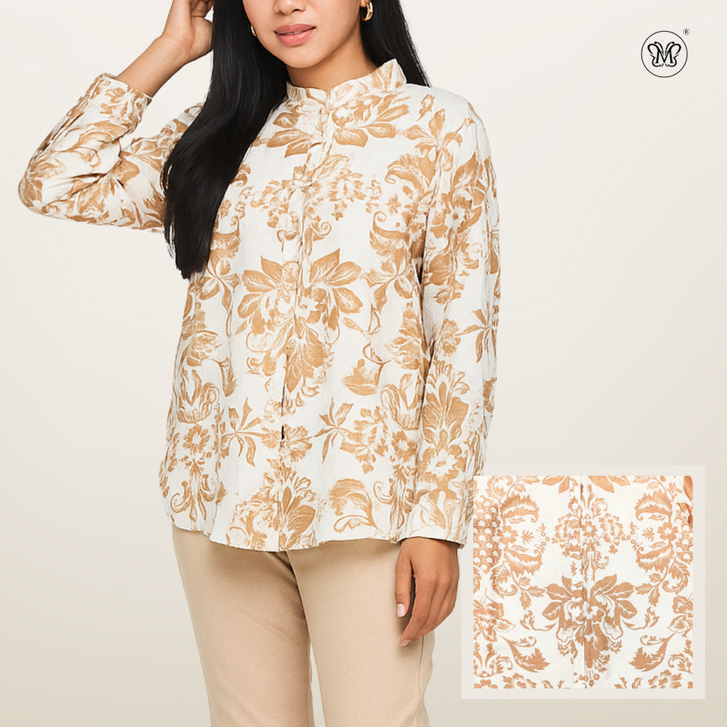 Ladies Printed Button Cuff Blouse