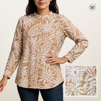 Ladies Printed Button Cuff Blouse