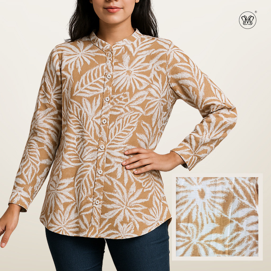 Ladies Printed Button Cuff Blouse