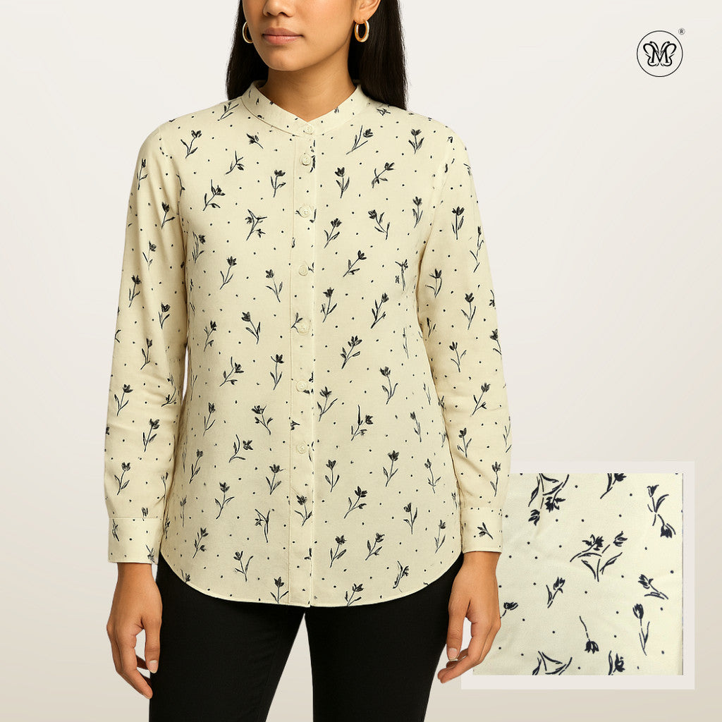 Ladies Printed Button Cuff Blouse L2