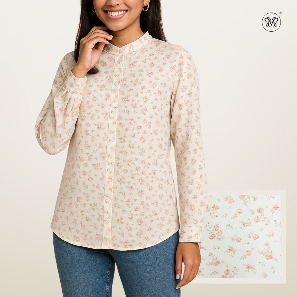 Ladies Printed Button Cuff Blouse L2