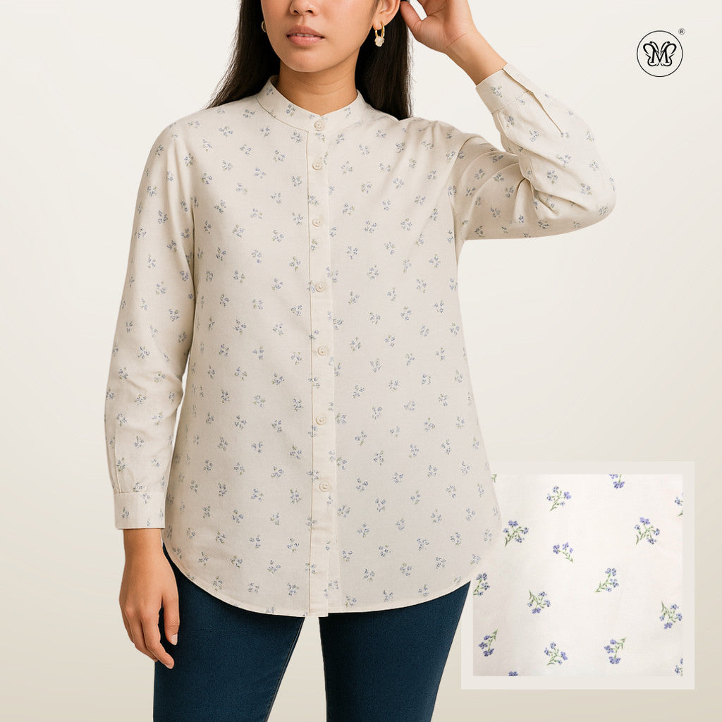 Ladies Printed Button Cuff Blouse L2