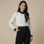 Neck Tie Scarf Style Blouse