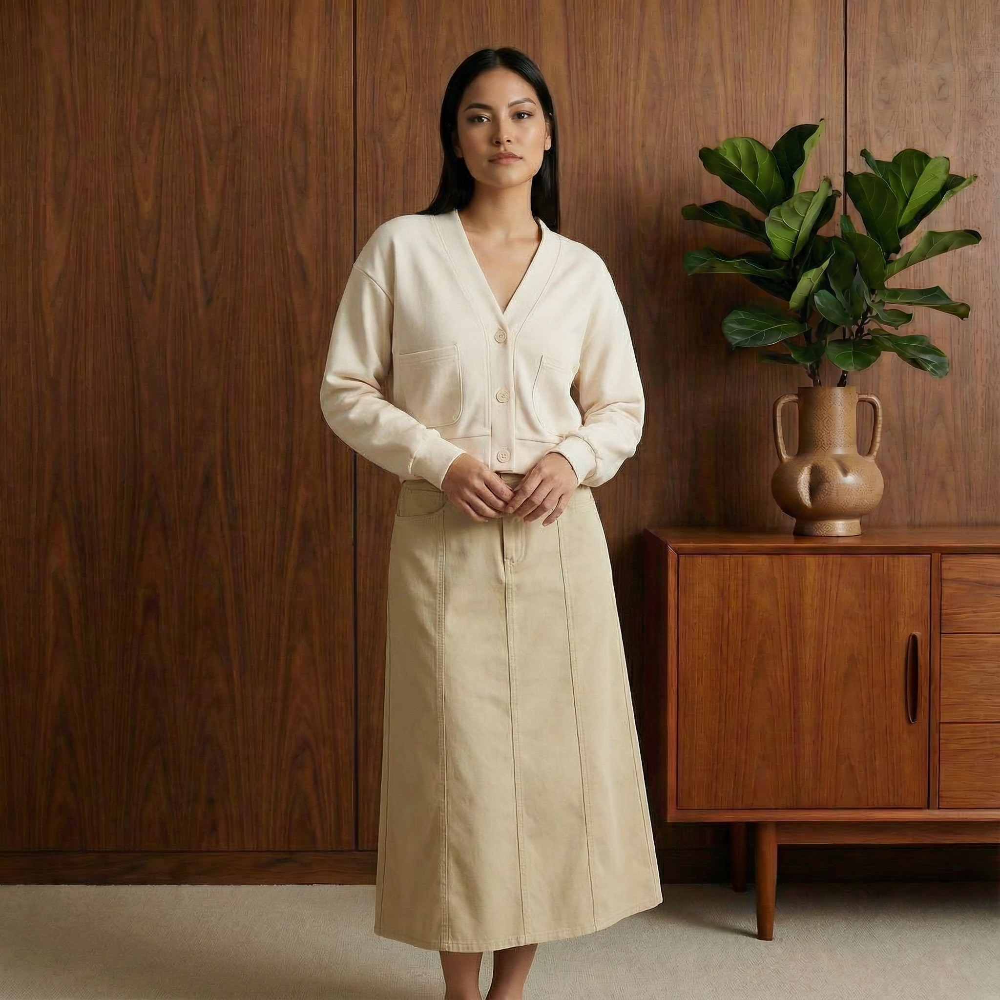 Cropped Button-Up Cardigan