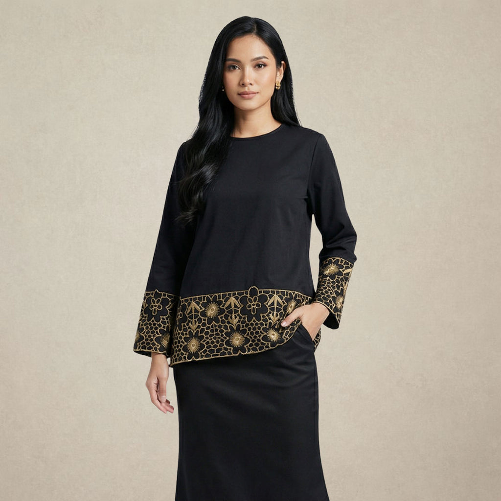 Gold Embroidered Lace Kurung