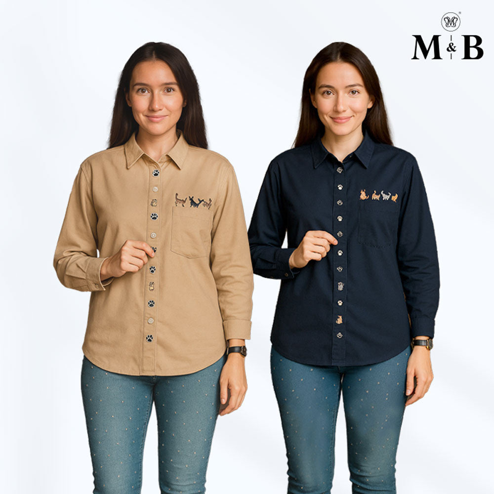 Ladies Embroidery Shirt - Cat Paw Edition