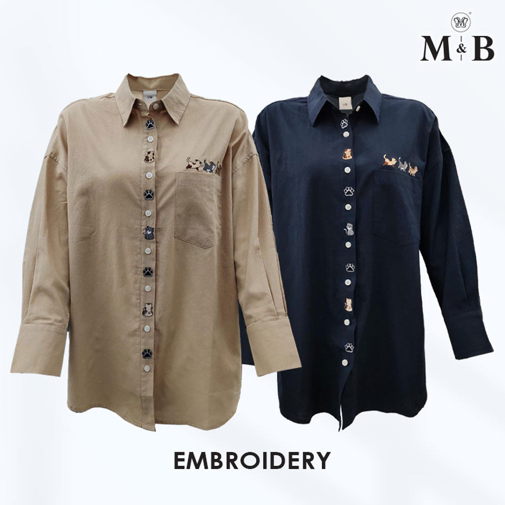 Ladies Embroidery Shirt - Cat Paw Edition