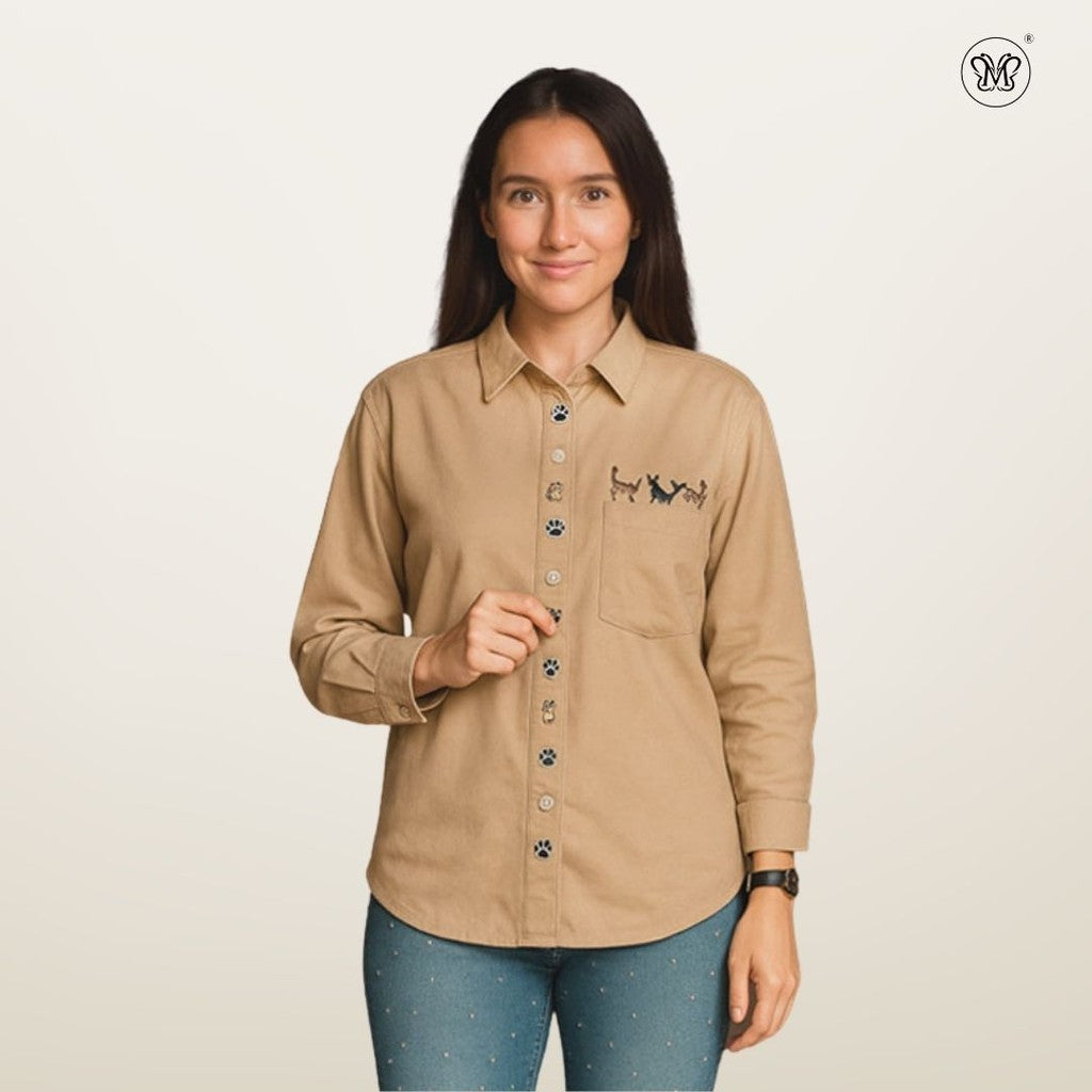 Ladies Embroidery Shirt - Cat Paw Edition