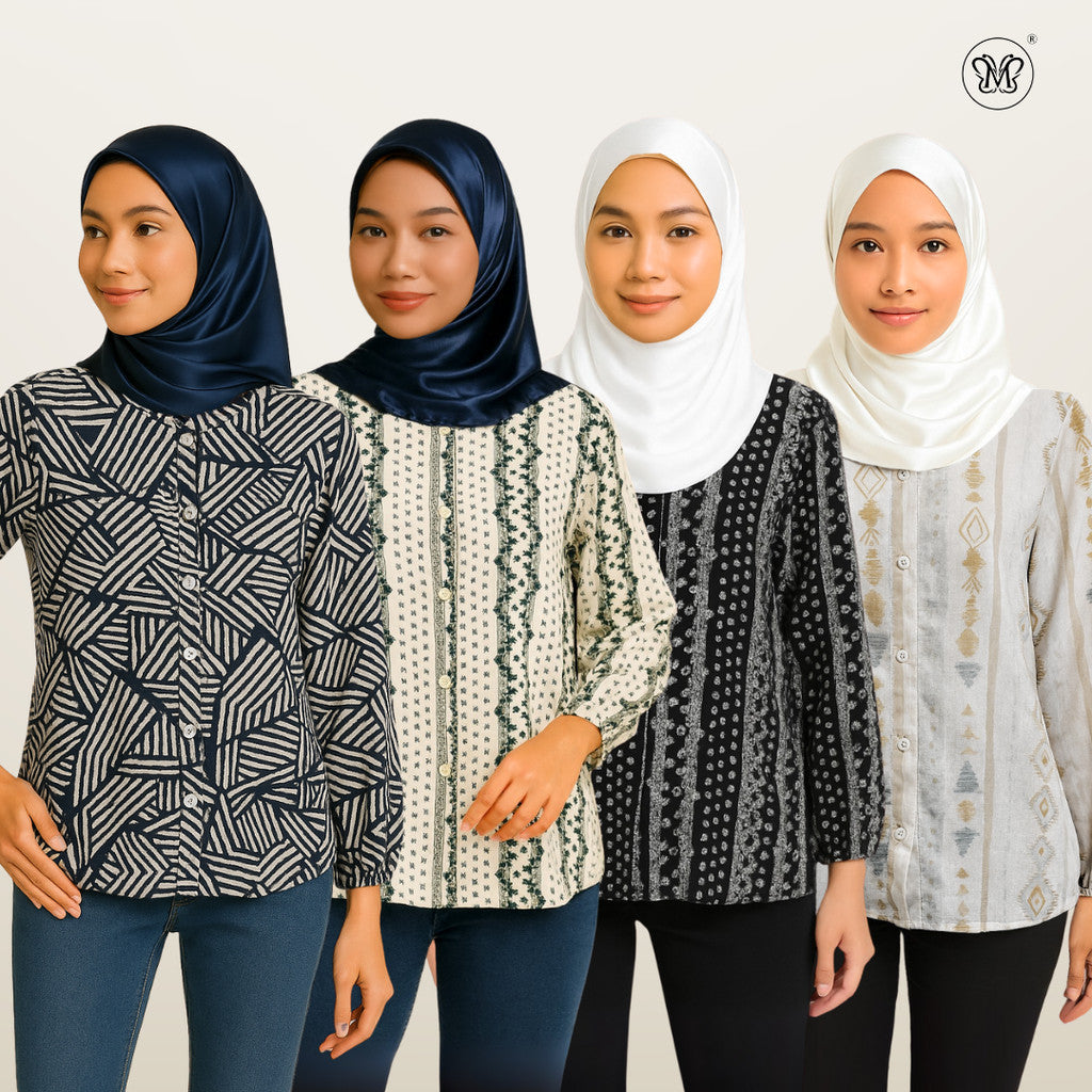 Ladies Printed Blouse Top - Modest Fit