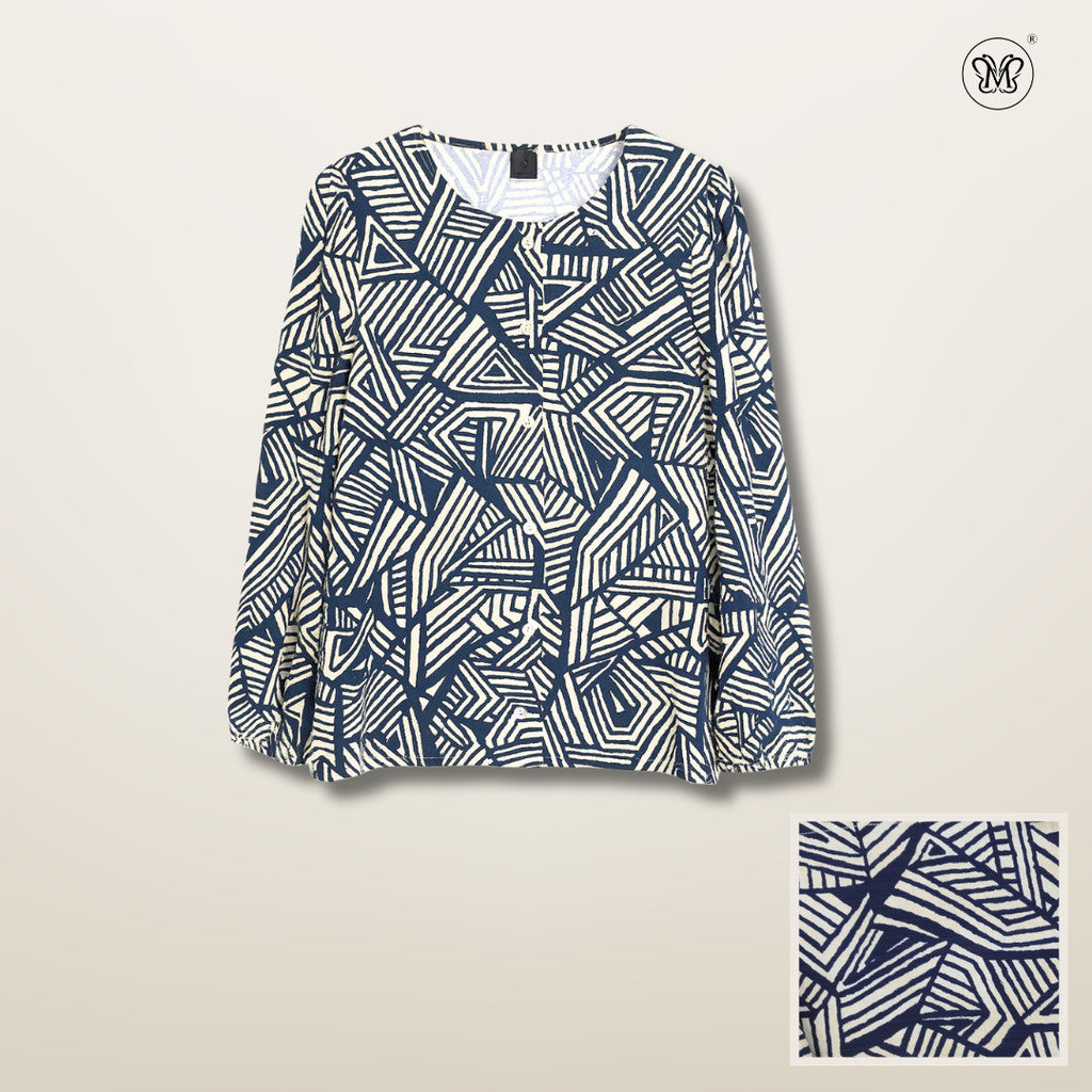 Ladies Printed Blouse Top - Modest Fit