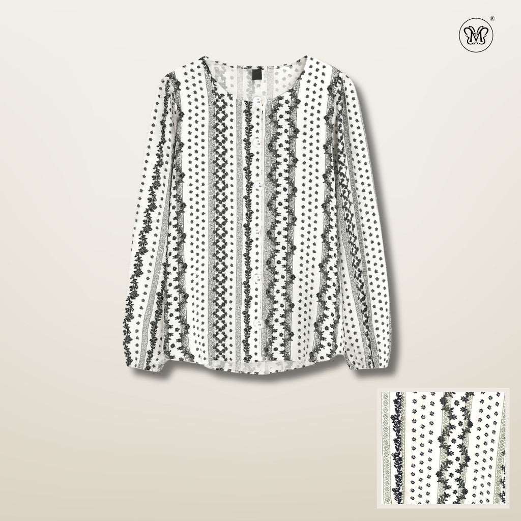 Ladies Printed Blouse Top - Modest Fit
