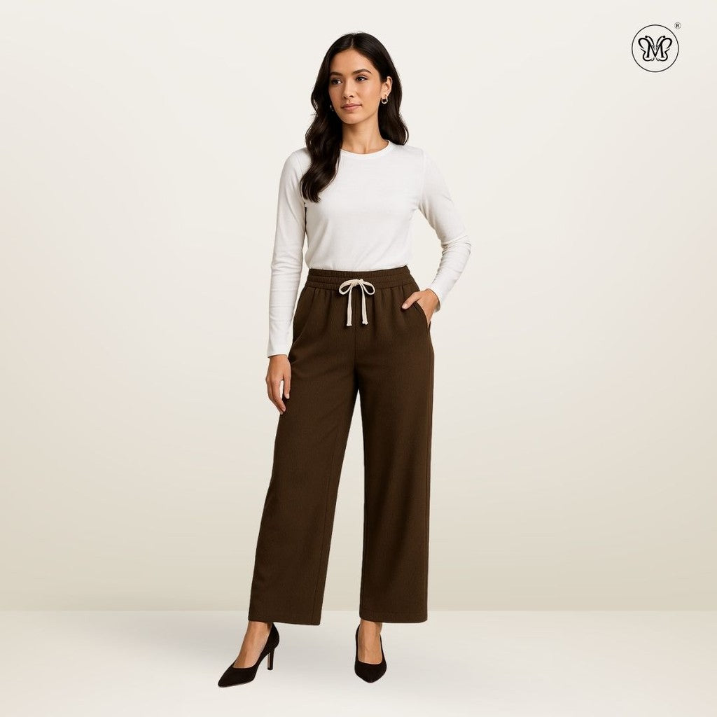 Ladies Wide-Leg Pants with Drawstring