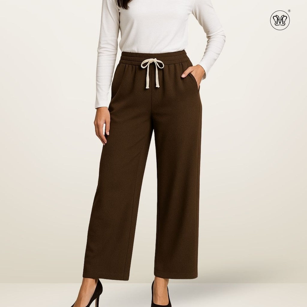 Ladies Wide-Leg Pants with Drawstring