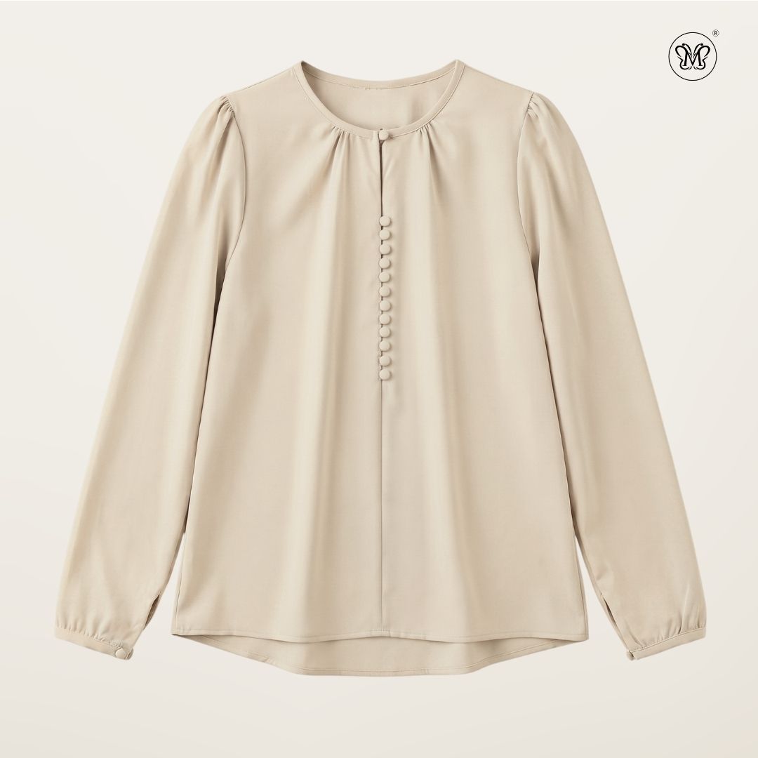Modest Blouse Long Puff Sleeves