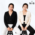 Ladies Outerwear Cropped Button-Up Cardigan