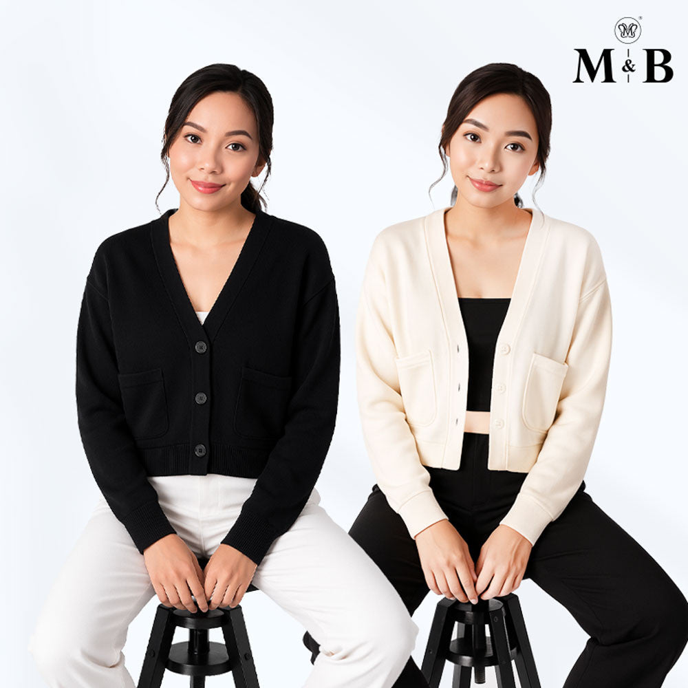 Ladies Outerwear Cropped Button-Up Cardigan