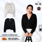 Ladies Outerwear Cropped Button-Up Cardigan