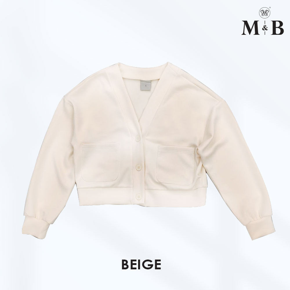 Ladies Outerwear Cropped Button-Up Cardigan